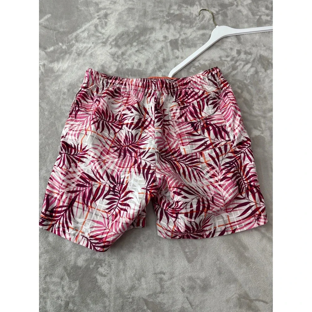 Tommy Bahama Mens Pink Purple Tropical Palm Leaf Mesh Lined Swim Trunks Medium